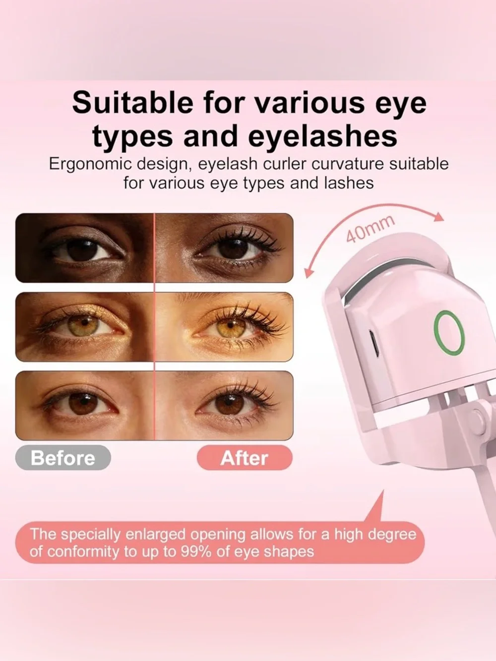 Heated Eyelash Curler - 2-Level Temperature Adjustment